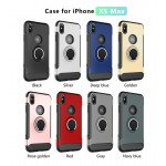 Wholesale iPhone Xs Max 360 Rotating Ring Stand Hybrid Case with Metal Plate (Black)